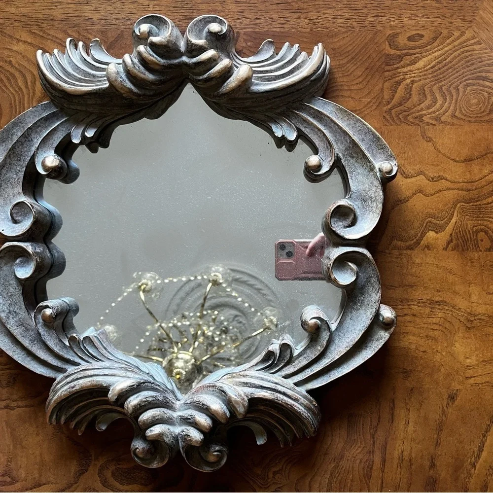 Elegant Gold Ornate Wall Mirror 14.5”x15.5”